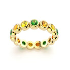 Bague neva femme en or jaune avec pierre semi-précieuse grenats tsavorite et saphirs mandarins et saphirs jaunes