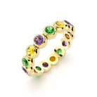 Bague neva femme en or jaune avec pierre semi-précieuse grenats tsavorite et saphirs violets et saphirs jaunes