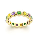 Bague neva femme en or jaune avec pierre semi-précieuse grenats tsavorite et saphirs violets et saphirs jaunes