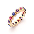 Bague neva femme en or rose  avec pierre semi-précieuse saphirs bleus et saphirs violets et rubis