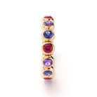 Bague neva femme en or rose  avec pierre semi-précieuse saphirs bleus et saphirs violets et rubis