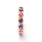 Bague neva femme en or rose  avec pierre semi-précieuse saphirs bleus et saphirs violets et saphirs roses