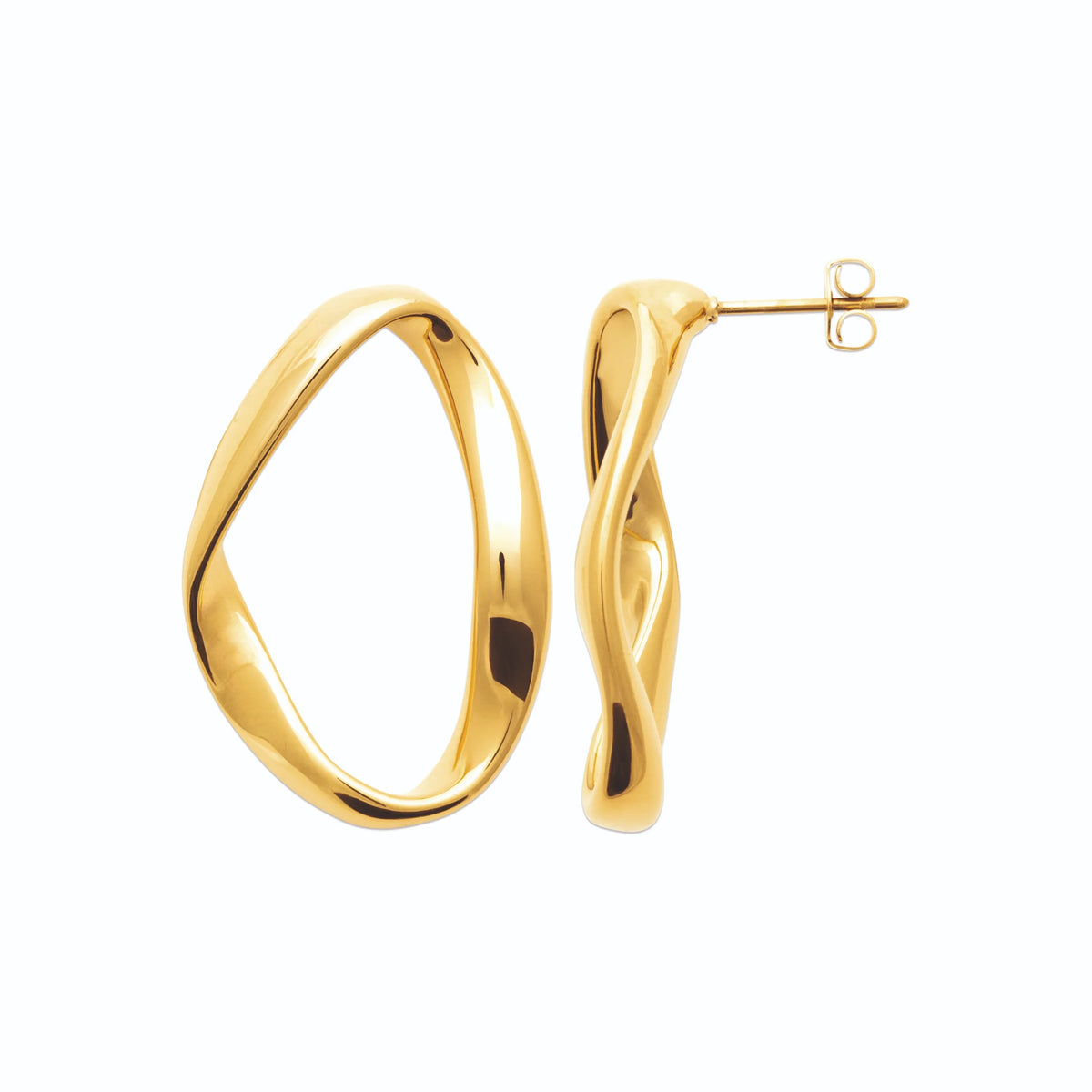 Boucles d’oreilles anneau ovale vrillé en acier PVD doré
