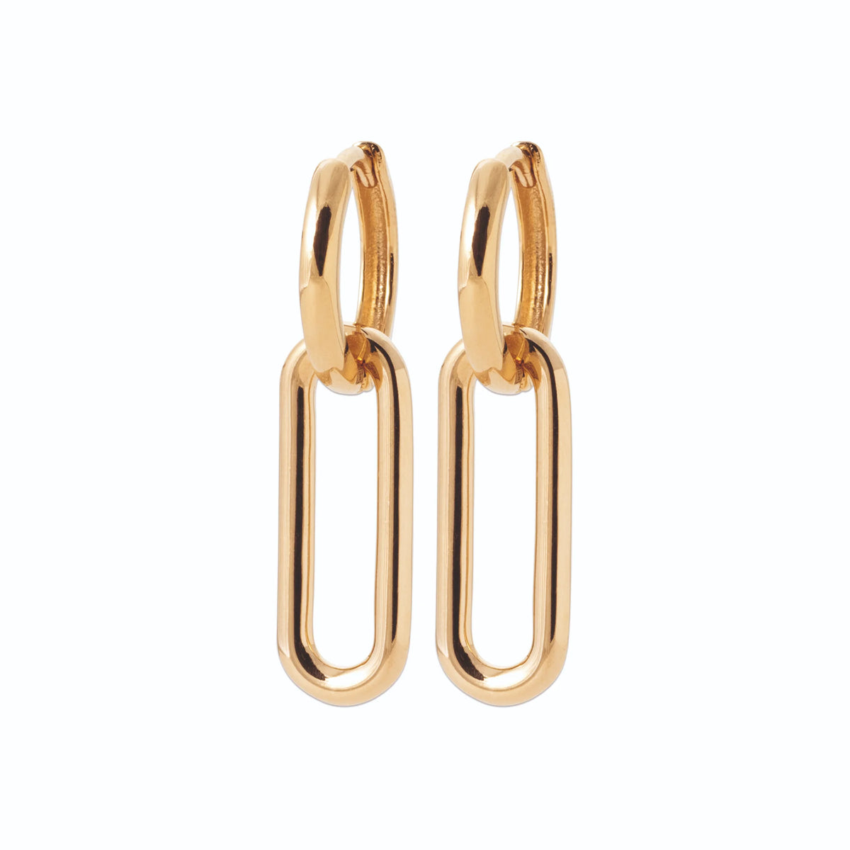 Boucles d’oreilles créoles à maillon ovale pendant en plaqué or
