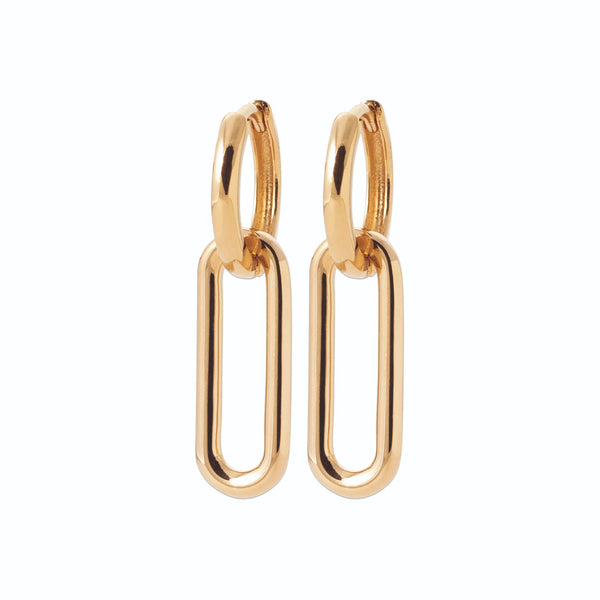 Boucles d’oreilles créoles à maillon ovale pendant en plaqué or