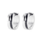 Boucles d’oreilles créoles en acier à bande noire carbone homme