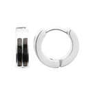 Boucles d’oreilles créoles en acier à bandes laquées noires homme