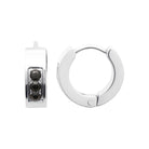 Boucles d’oreilles créoles en acier serties de trois pierres noires homme