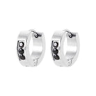Boucles d’oreilles créoles en acier serties de trois pierres noires homme