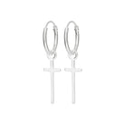 Boucles d’oreilles créoles fines à croix longue en argent 925
