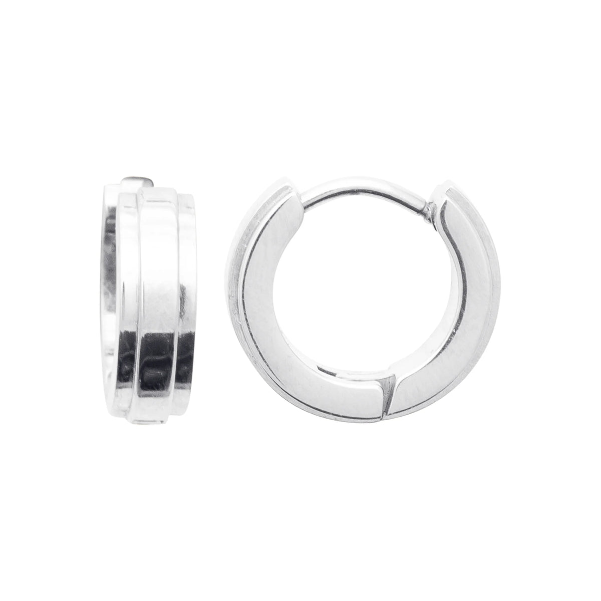 Boucles d’oreilles créoles larges à liseré en acier homme
