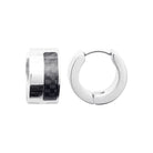 Boucles d’oreilles créoles larges en acier et motif carbone damier homme