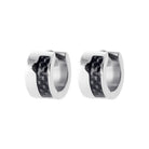 Boucles d’oreilles créoles larges en acier et motif carbone damier homme