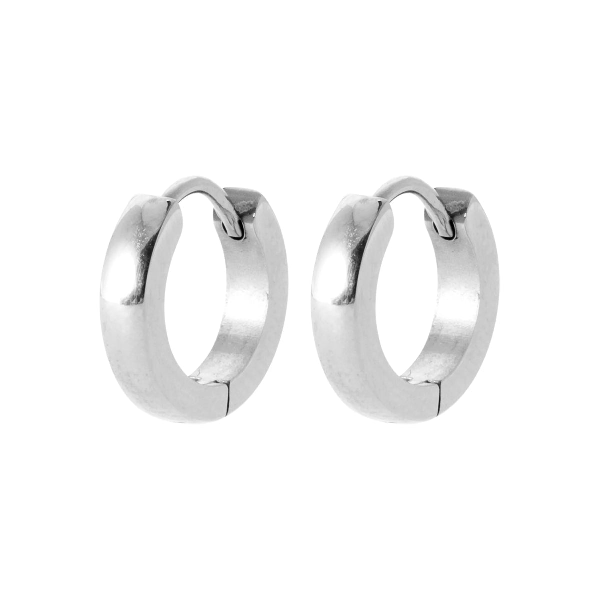 Boucles d’oreilles créoles lisses en acier PVD argenté homme