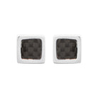 Boucles d’oreilles puces carrées en acier et motif carbone homme