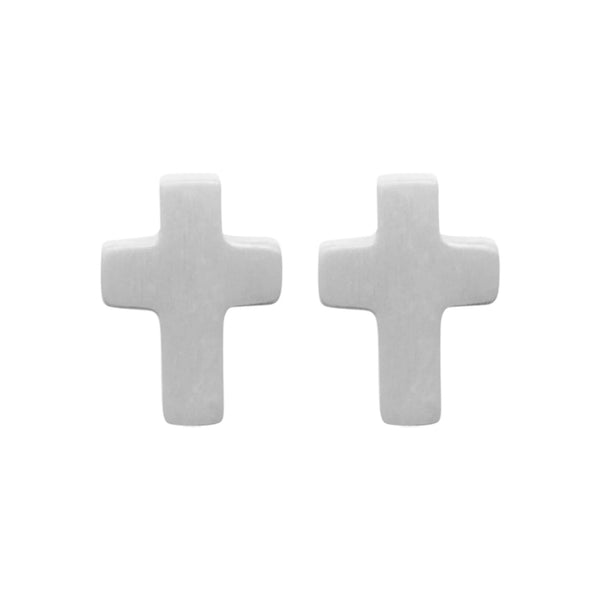 Boucles d’oreilles puces croix en acier homme