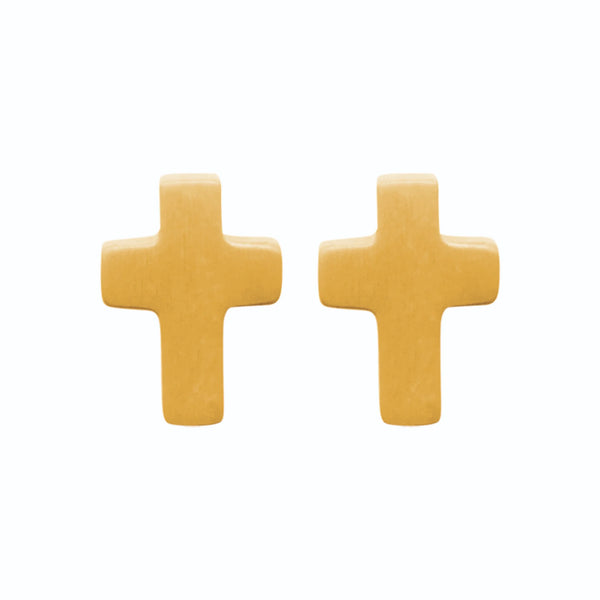 Boucles d’oreilles puces croix en acier PVD doré homme