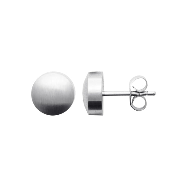 Boucles d’oreilles puces disque en acier brossé homme, autre vue