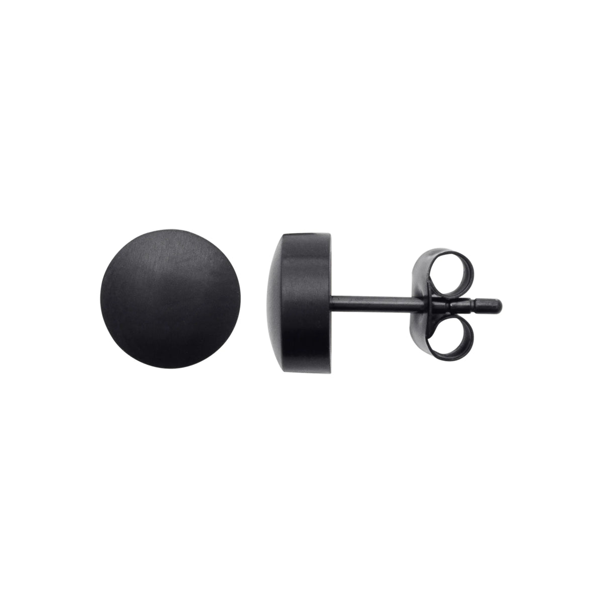 Boucles d’oreilles puces disque en acier PVD noir mat homme