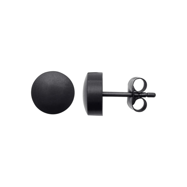 Boucles d’oreilles puces disque en acier PVD noir mat homme, autre vue