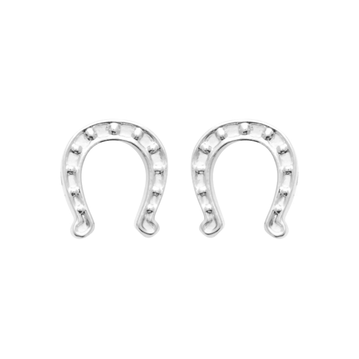 Boucles d’oreilles puces fer à cheval en argent rhodié