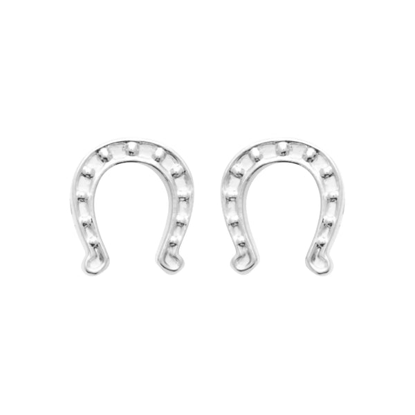 Boucles d’oreilles puces fer à cheval en argent rhodié
