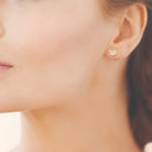 Boucles d’oreilles puces galet pavé de zircons en plaqué or au porté
