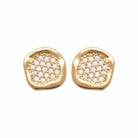 Boucles d’oreilles puces galet pavé de zircons en plaqué or