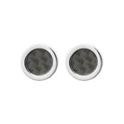 Boucles d’oreilles puces rondes en acier et motif carbone homme