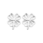Boucles d’oreilles puces trèfle à quatre feuilles en argent rhodié