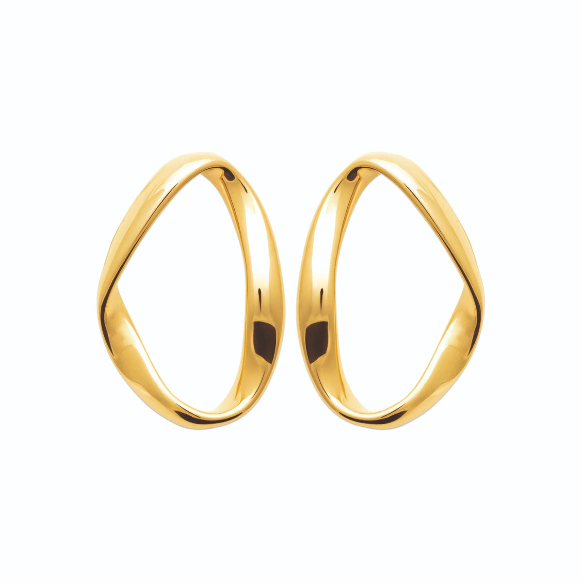 Boucles d’oreilles anneau ovale vrillé en acier PVD doré