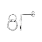 Boucles d’oreilles deux anneaux entrelacés en argent 925 et zircons