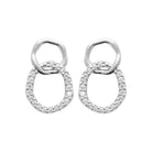 Boucles d’oreilles deux anneaux entrelacés en argent 925 et zircons