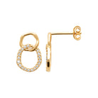 Boucles d’oreilles deux anneaux entrelacés en plaqué or et zircons