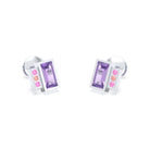Boucles d'oreilles Art Déco Or Blanc 18 Carats Personnalisables Améthyste