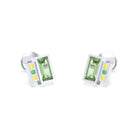 Boucles d'oreilles Art Déco Or Blanc 18 Carats Personnalisables Péridot