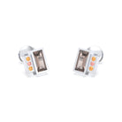 Boucles d'oreilles Art Déco Or Blanc 18 Carats Personnalisables Quartz fumé