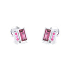 Boucles d'oreilles Art Déco Or Blanc 18 Carats Personnalisables Grenat Rhodolite