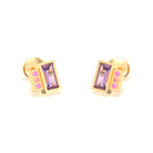 Boucles d'oreilles Art Déco Or Jaune 18 Carats Personnalisables Améthyste