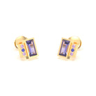 Boucles d'oreilles Art Déco Or Jaune 18 Carats Personnalisables Iolite