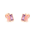 Boucles d'oreilles Art Déco en or rose 18 carats personnalisables Améthyste