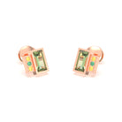 Boucles d'oreilles Art Déco en or rose 18 carats personnalisables Péridot