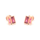 Boucles d'oreilles Art Déco en or rose 18 carats personnalisables Grenat Rhodolite