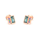 Boucles d'oreilles Art Déco en or rose 18 carats personnalisables Topaze