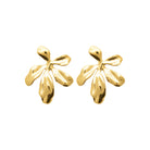 Boucles d’oreilles bouquet de feuilles martelées en acier PVD doré