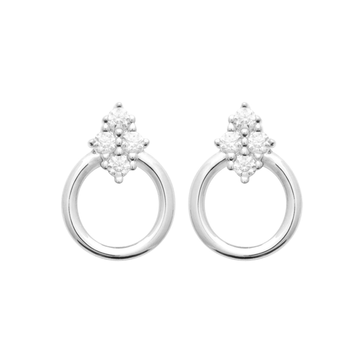 Boucles d’oreilles cercle et trèfle de zircons en argent 925