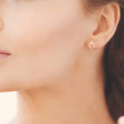 Boucles d’oreilles cercle et trèfle de zircons en plaqué or