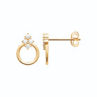 Boucles d’oreilles cercle et trèfle de zircons en plaqué or