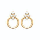 Boucles d’oreilles cercle et trèfle de zircons en plaqué or