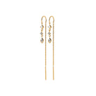 Boucles d’oreilles chaînettes traversantes losanges en plaqué or et zircons